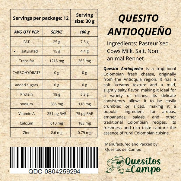 NEW! Fresh Antioqueno Cheese - Quesitos del Campo