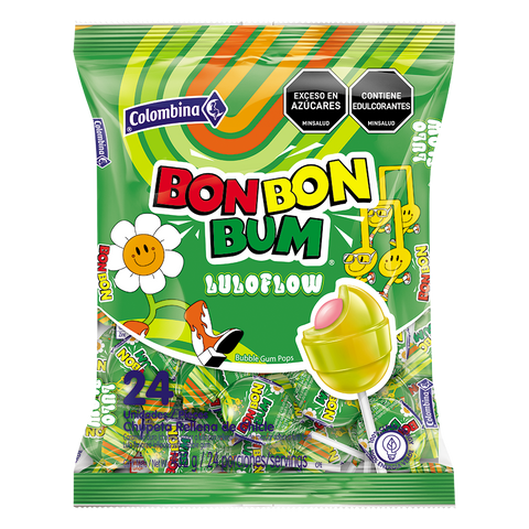 Bon Bon Bum Bubble Gum Pops - LULO - Colombina Pack of 24